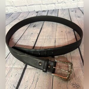 Ariat Black Leather Silver Buckle Western Southwestern Cowboy Casual Belt 44